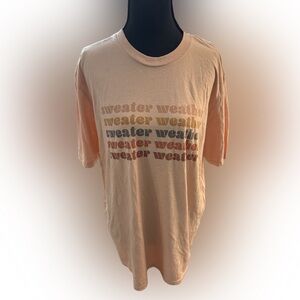 Sweater Weather Graphic Tee — Peach Multi-Color Text Size Large